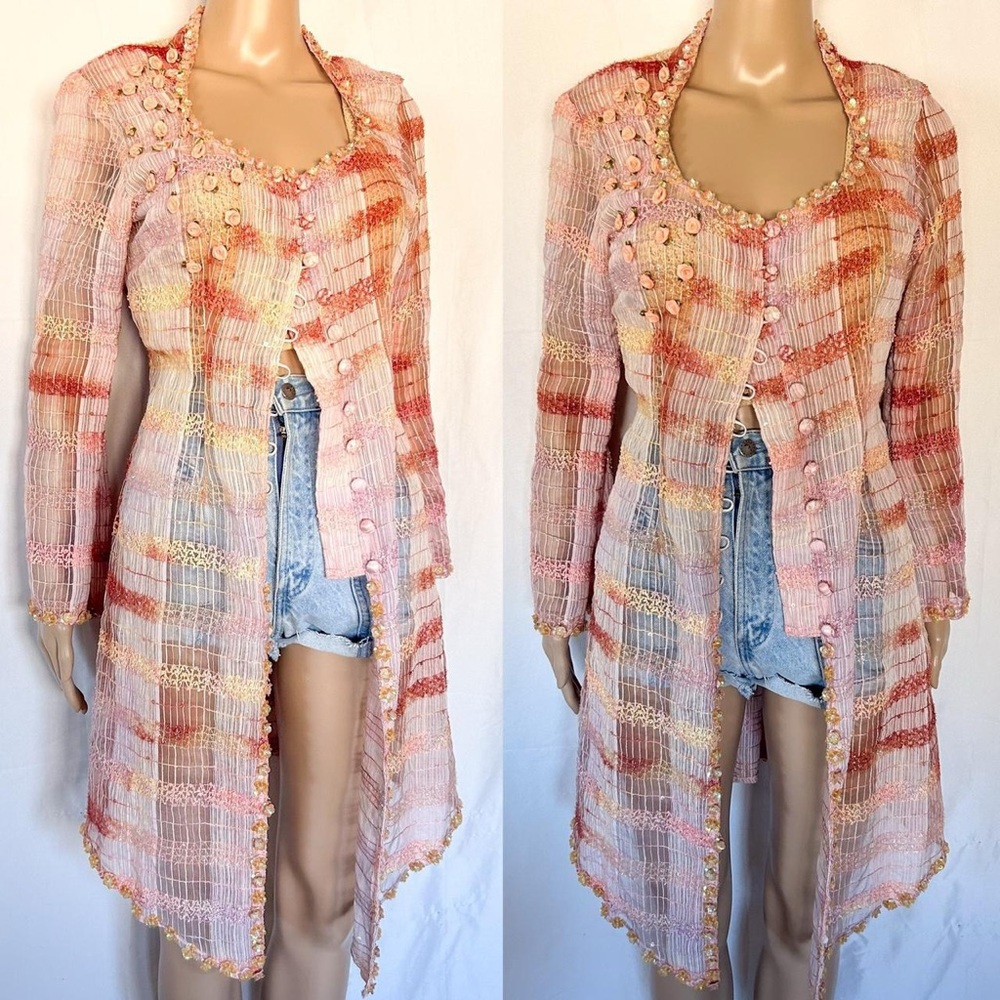 Coquette Vintage Y2k Rosette embellished duster size S